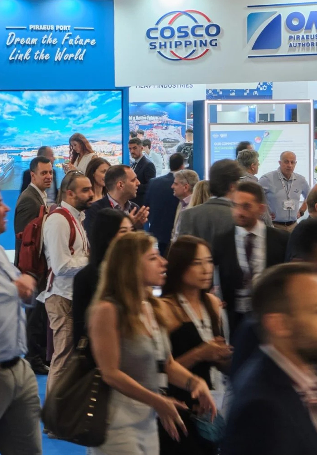 Executives networking at the Posidonia exhibition